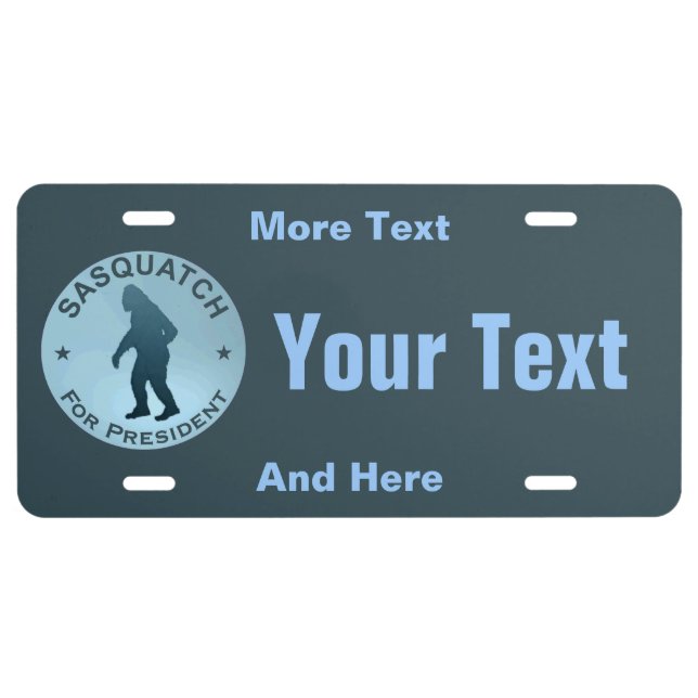 Sasquatch For President License Plate (Front)