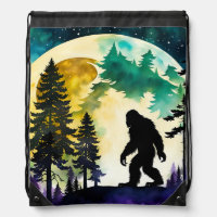 Sasquatch Full moon Drawstring Bag