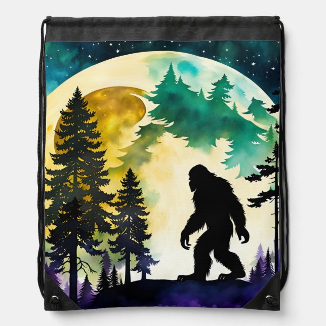 Sasquatch Full moon Drawstring Bag (Front)
