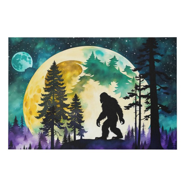 Sasquatch Full moon Faux Canvas Print (Front)
