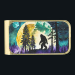 Sasquatch Full moon Gold Finish Money Clip<br><div class="desc">Sasquatch walking in woods,  full moon

AI Generated art by minx267</div>