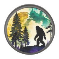 Sasquatch Full moon Gunmetal Finish Lapel Pin