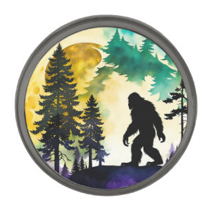 Sasquatch Full moon Gunmetal Finish Lapel Pin