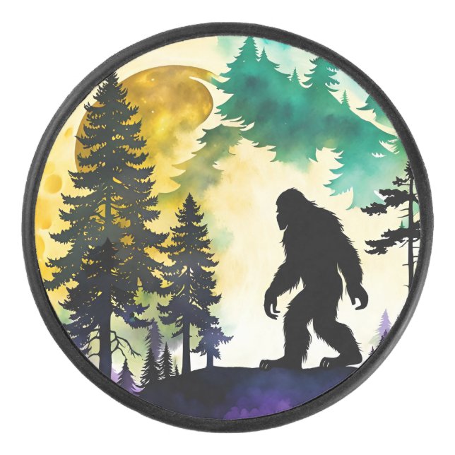 Sasquatch Full moon Hockey Puck (Front)