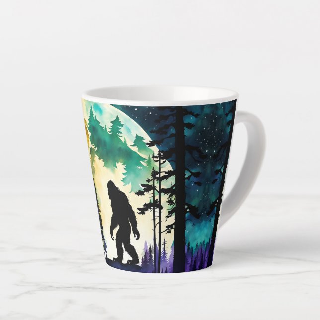 Sasquatch Full moon Latte Mug (Right Angle)