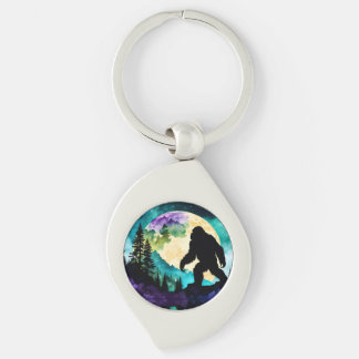 Sasquatch Full moon on the Mountain II Keychain