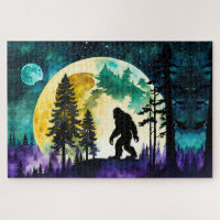 Sasquatch Full moon on the Mountain Jigsaw Puzzle