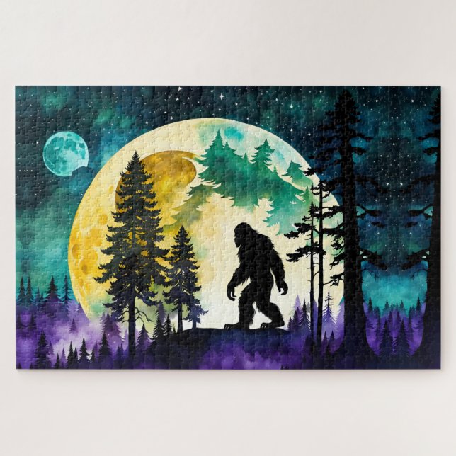 Sasquatch Full moon on the Mountain Jigsaw Puzzle (Horizontal)