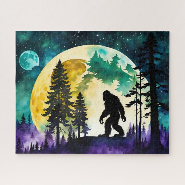 Sasquatch Full moon on the Mountain Jigsaw Puzzle (Horizontal)