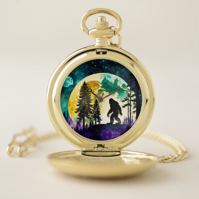 Sasquatch Full moon on the Mountain Pocket Watch (Inside)