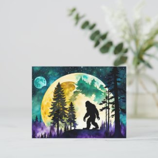 Sasquatch Full moon on the Mountain