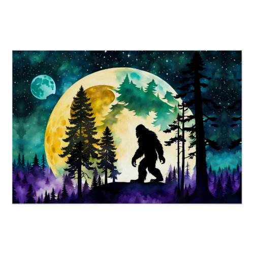 Sasquatch Full moon Poster
