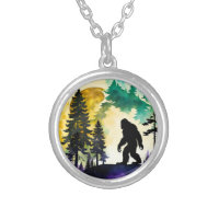 Sasquatch Full moon Silver Plated Necklace