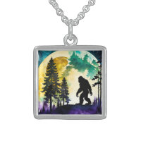 Sasquatch Full moon Sterling Silver Necklace