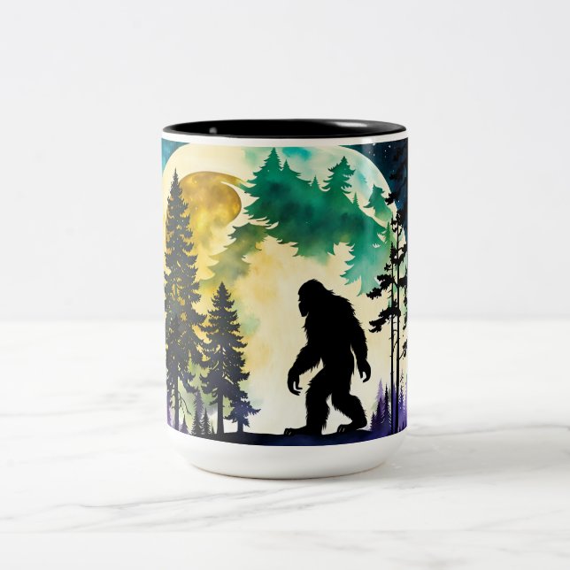 Sasquatch Full moon Two-Tone Coffee Mug (Center)