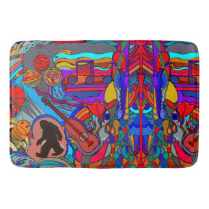 Sasquatch Fun Abstract Doodle Art Bath Mat
