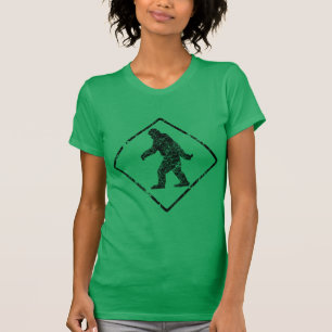 Sasquatch Gone Squatchin Grunge Man Crossing Sign T-Shirt