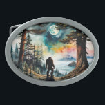 Sasquatch high on a Mountain Belt Buckle<br><div class="desc">Sasquatch walking on the mountain Ridge under a full moon

AI Generated art by minx267</div>