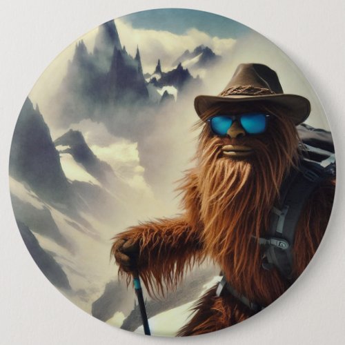 Sasquatch Hiking Mountains Button