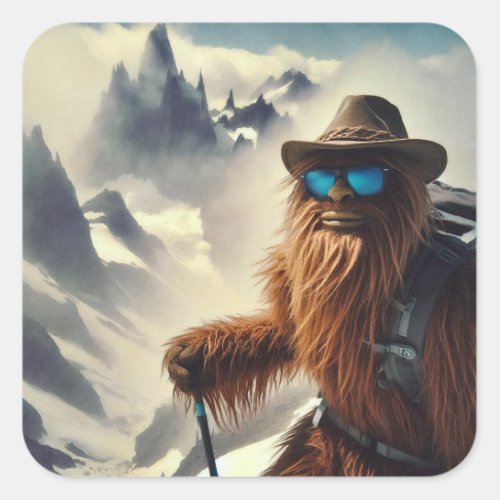 Sasquatch Hiking Mountains Square Sticker