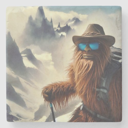 Sasquatch Hiking Mountains Stone Coaster