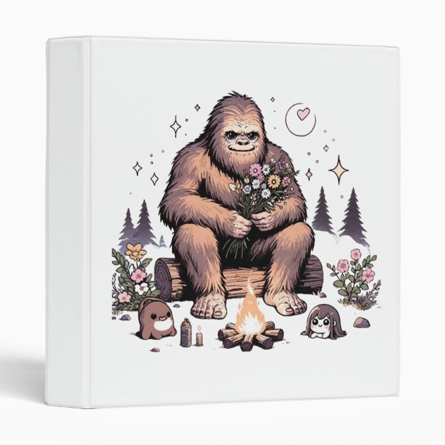 Sasquatch Holding Flowers 3 Ring Binder (Front/Spine)