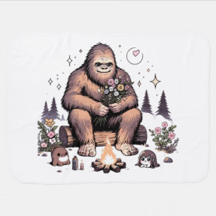 Sasquatch Holding Flowers Baby Blanket