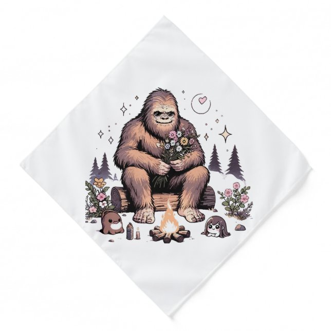 Sasquatch Holding Flowers Bandana (Front)
