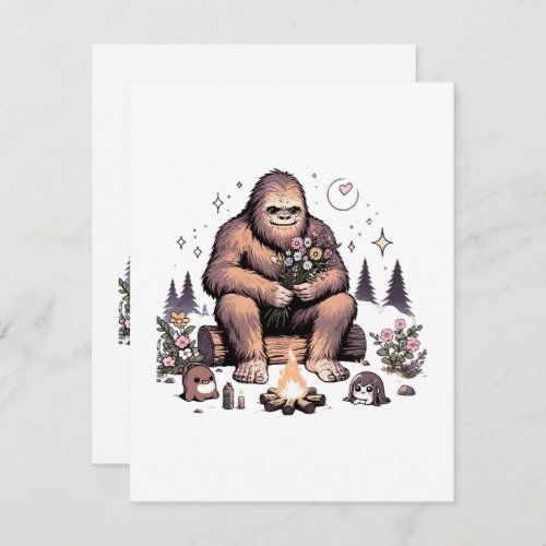 Sasquatch Holding Flowers Holiday Card