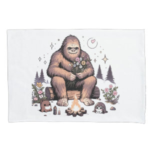 Sasquatch Holding Flowers Pillow Case