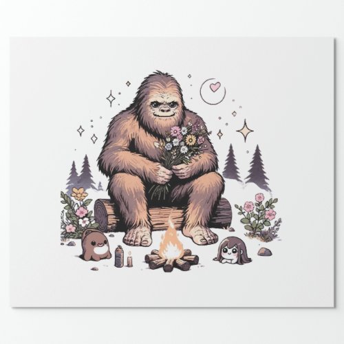 Sasquatch Holding Flowers Wrapping Paper