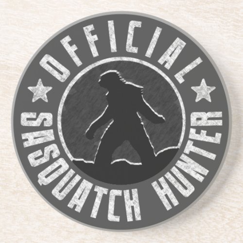 Sasquatch HUNTER Circle logo Sandstone Coaster