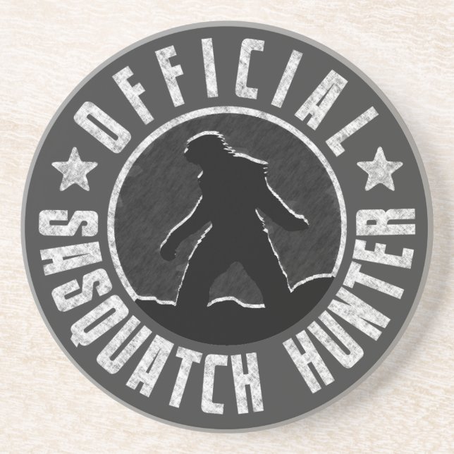 Sasquatch HUNTER Circle logo Sandstone Coaster (Front)