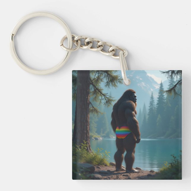 Sasquatch in bloom keychain (Front)