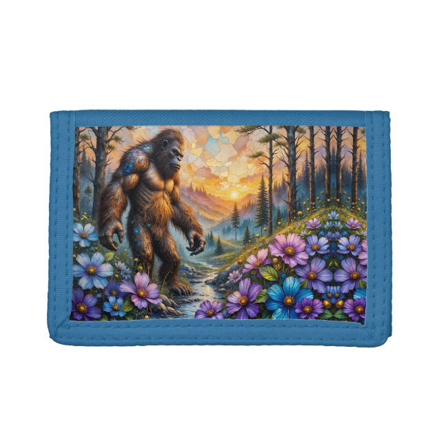  Sasquatch in Floral Mountain valley Trifold Wallet (Front)