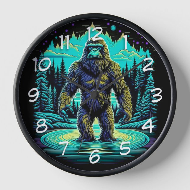 Sasquatch in the Woods Ai Art Clock (Front)