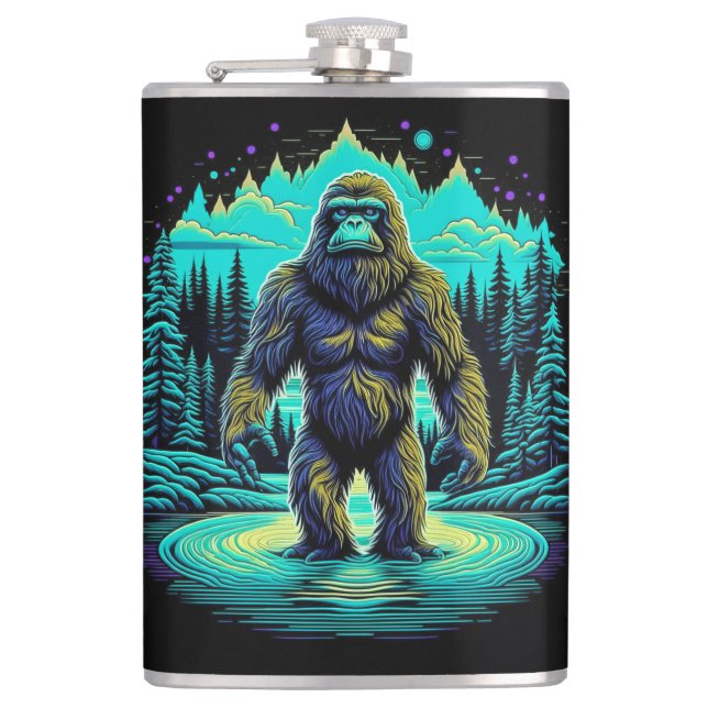 Sasquatch in the Woods Ai Art Flask (Front)