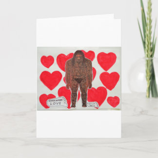Sasquatch love hearts holiday card