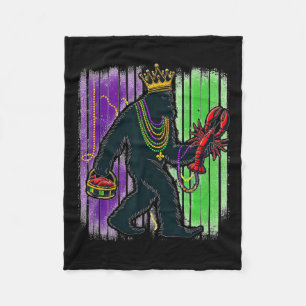 Sasquatch Mardi Gras Bigfoot Funny Men Kids Carniv Fleece Blanket