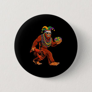 Sasquatch Mardi Gras Bigfoot Parade Beads King Cak Button