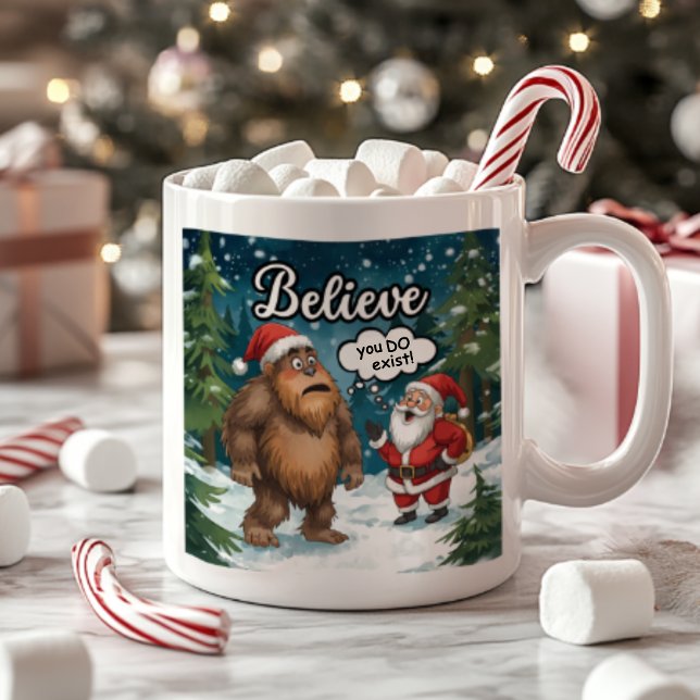 Sasquatch Meets Santa I Believe Funny Christmas Coffee Mug (Creator Uploaded)