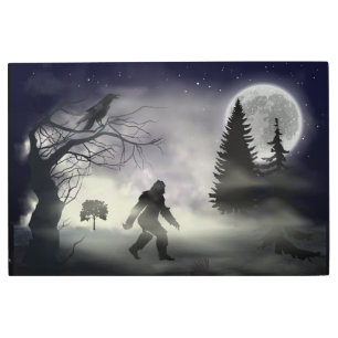Sasquatch -Moon Raven and Bigfoot Wall Art