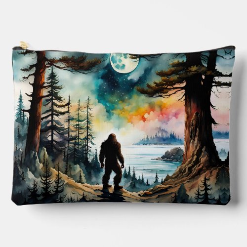 Sasquatch on a Forest Ridge Above Ocean Accessory Pouch