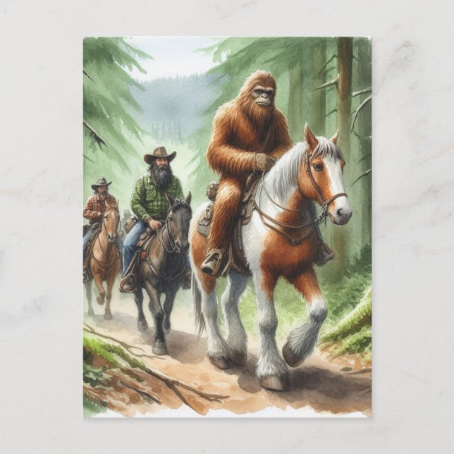 Sasquatch on a group trail ride postcard (Front)