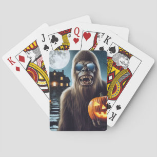 Sasquatch on Halloween Poker Cards
