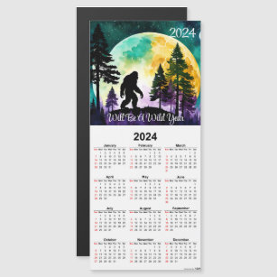 Sasquatch on Mountain Ridge Magnetic Calendar Card