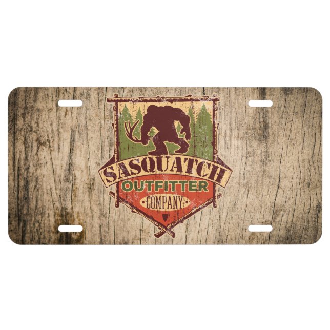 Sasquatch Outfitter Company License Plate - Wood (Front)