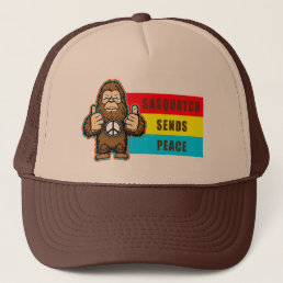 Sasquatch peace trucker hat