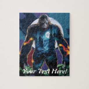 Sasquatch Personalize Name Text Bigfoot Jigsaw Puzzle