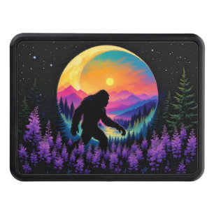 Sasquatch Rainbow Mountain Moon Wall Clock Hitch Cover